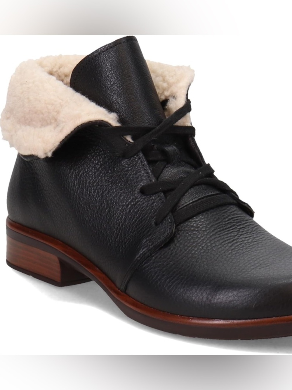 Naot Pali soft black leather boots with faux shearling cuff
